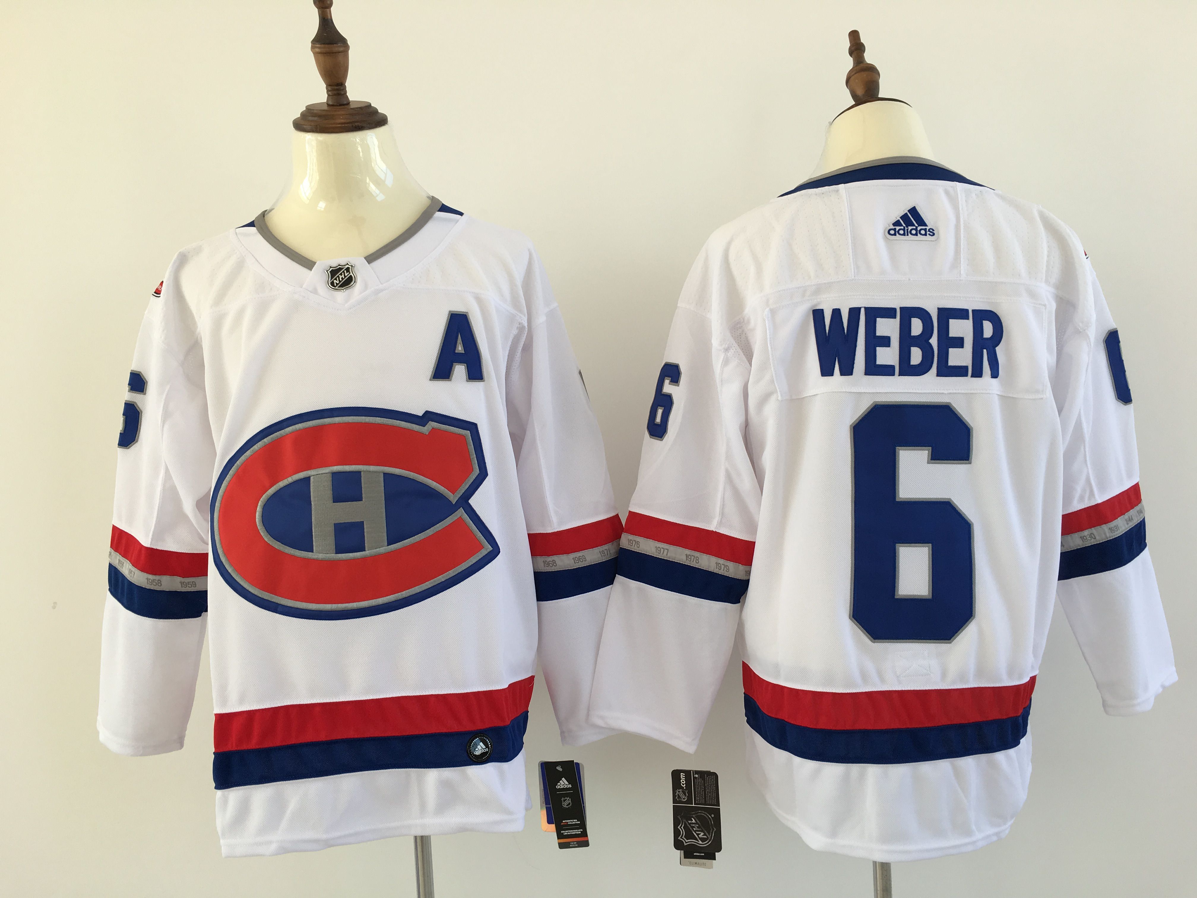 Men Montreal Canadiens 6 Weber white Adidas Hockey Stitched NHL Jerseys